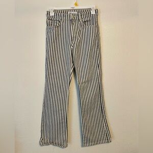 Zara Blue and White Striped Bootcut Jeans
